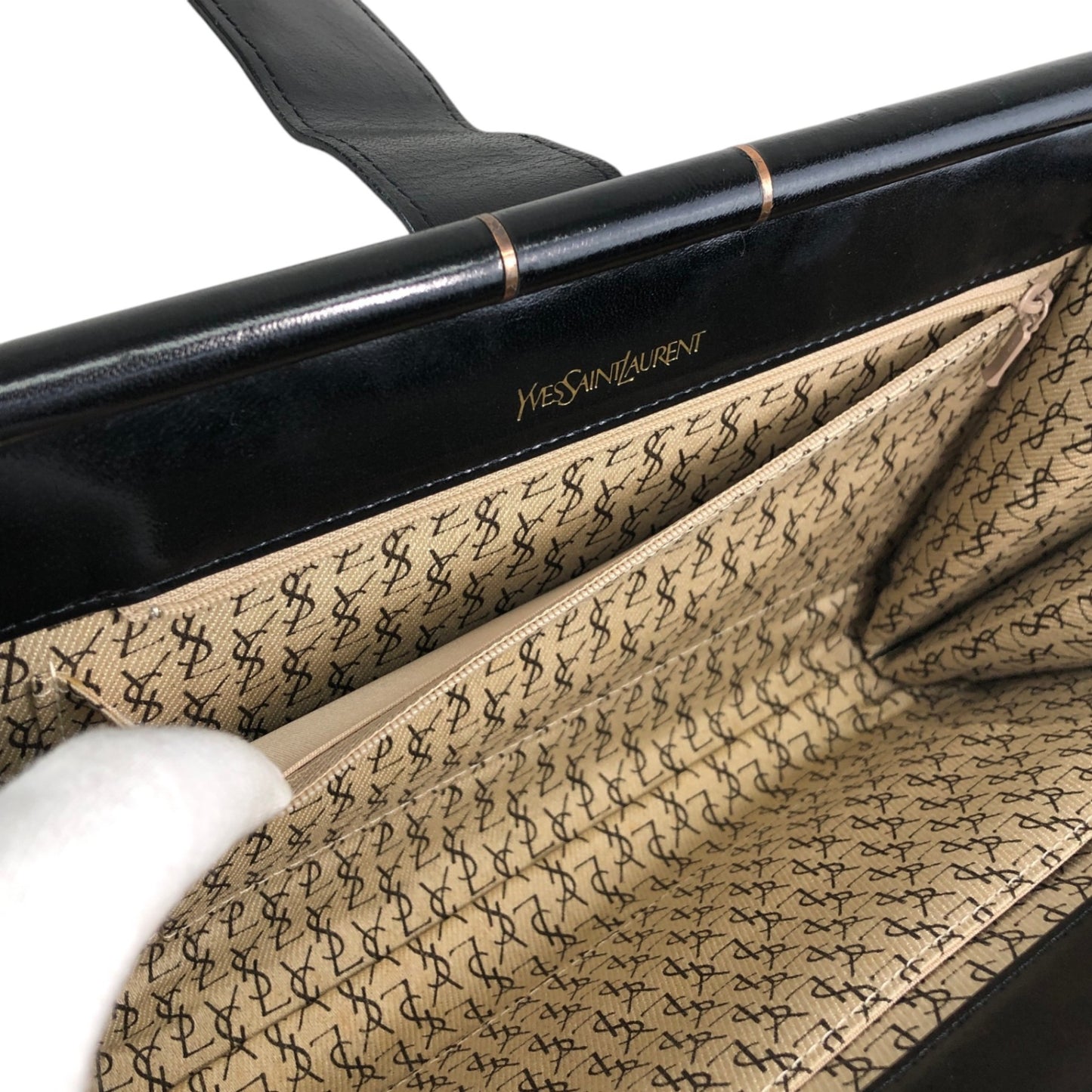 Yves Saint Laurent YSL Logo Bias Stitch Clutch bag Black Vintage nx3mxp
