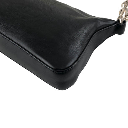 PRADA Triangle Logo Chain Handle Shoulder bag Hobobag Black Vintage zft4vr