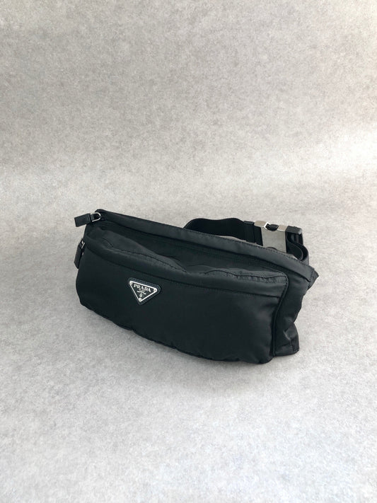 PRADA Triangle Logo Shoulder bag Sling bag Black Vintage dmm36r