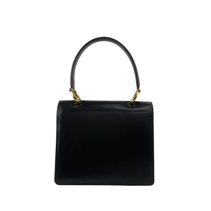 CELINE Horse Bit Double Flap Handbag Black Vintage hu6ksh