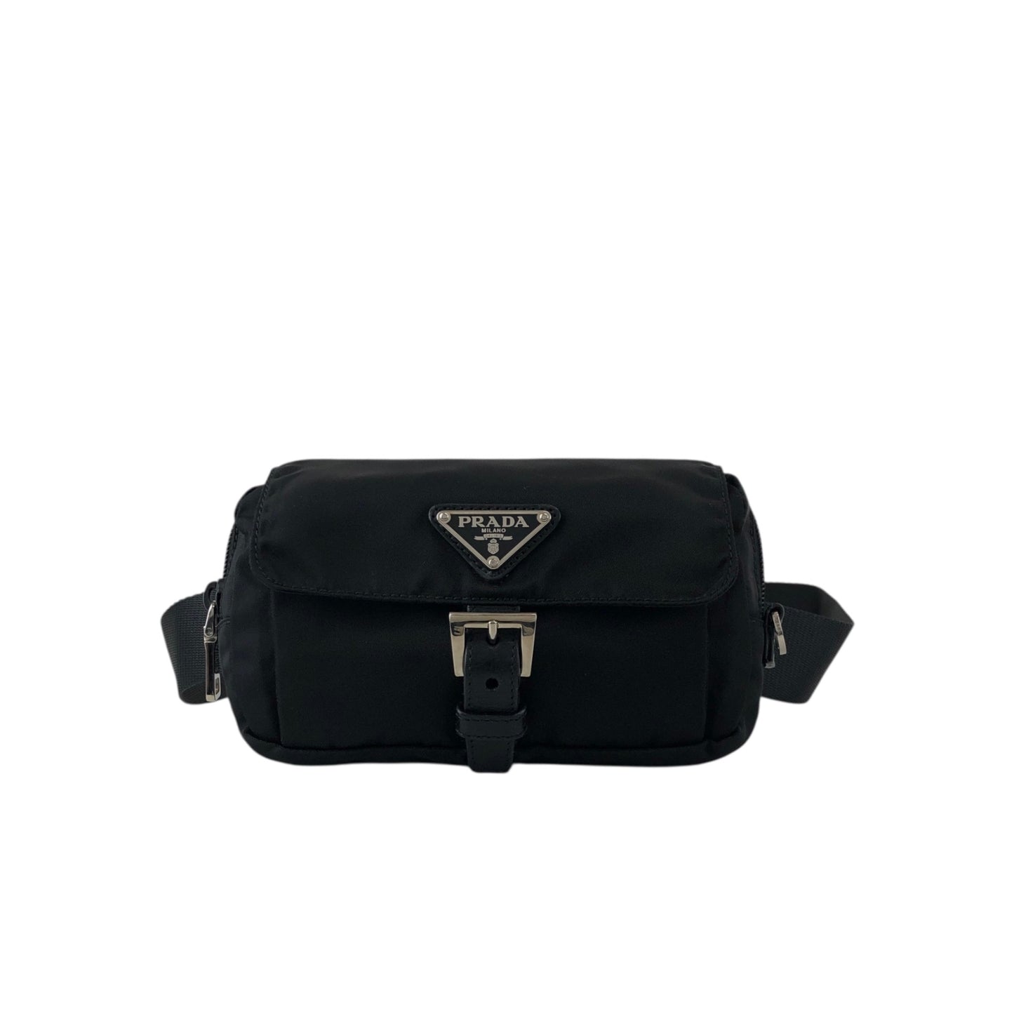 PRADA Tessuto Triangle Logo Shoulder bag Sling bag Black Vintage s8izt8