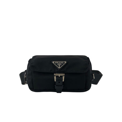 PRADA Tessuto Triangle Logo Shoulder bag Sling bag Black Vintage s8izt8