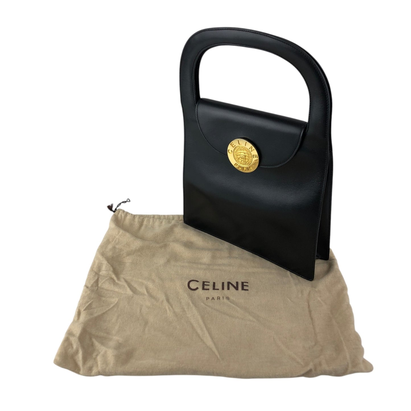 CELINE Top Handle Handbag Black Vintage f4rr4a