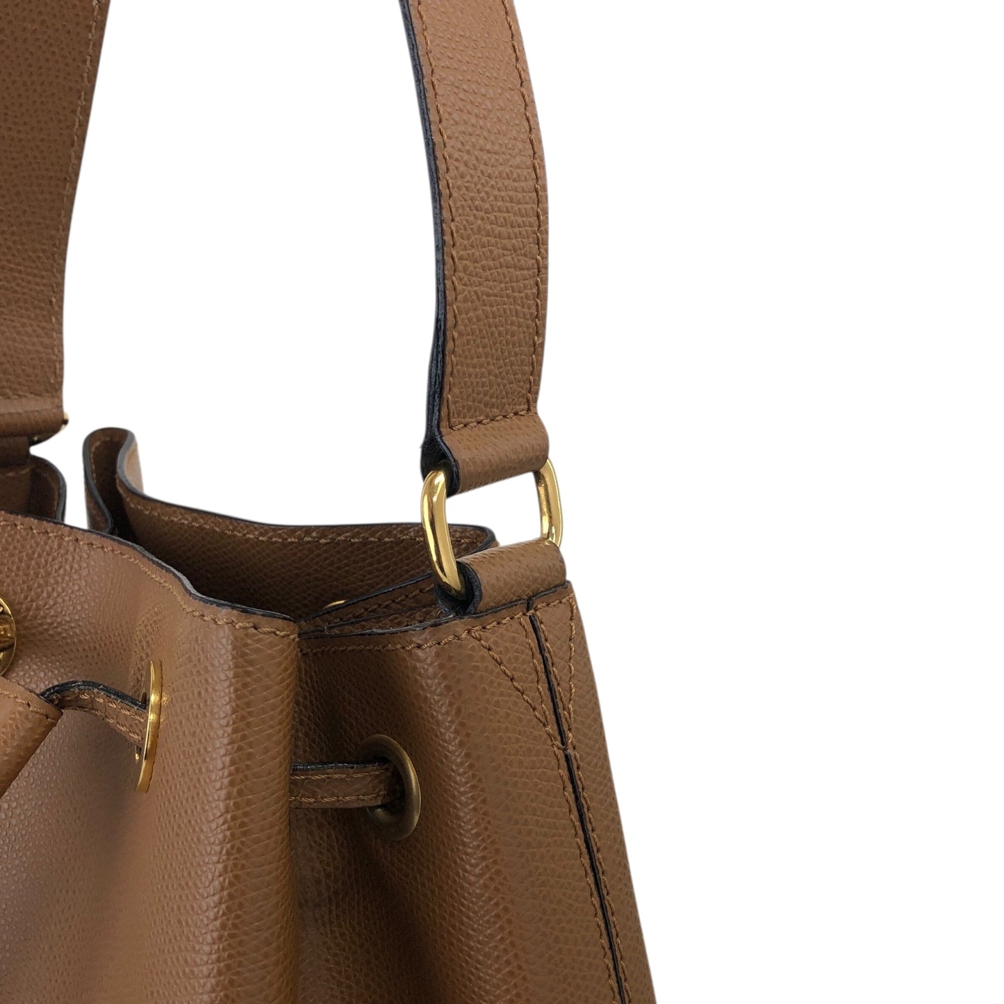 CELINE Drawstring Shoulder bag Brown Vintage e2mn4e