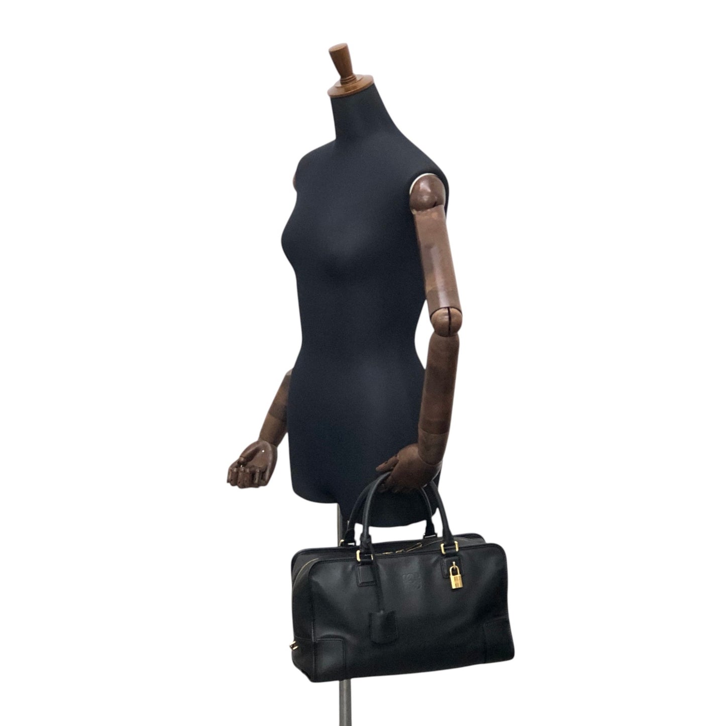 LOEWE Amazona Anagram Small Boston bag Handbag Black Vintage 8itnhz