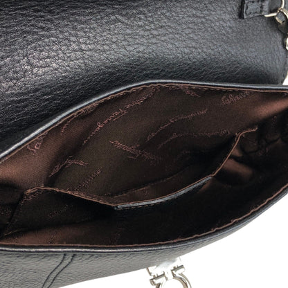 Salvatore Ferragamo Gancini Chain Shoulder bag Black Vintage sj8amk
