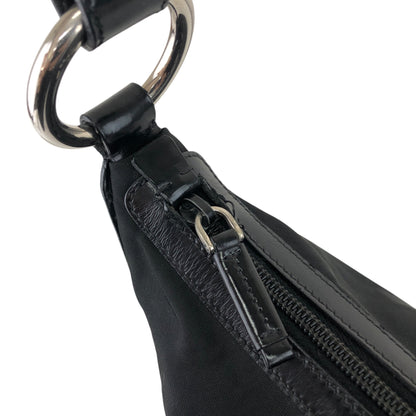 PRADA Logo Shoulder bag Hobobag Black Vintage wr3yar