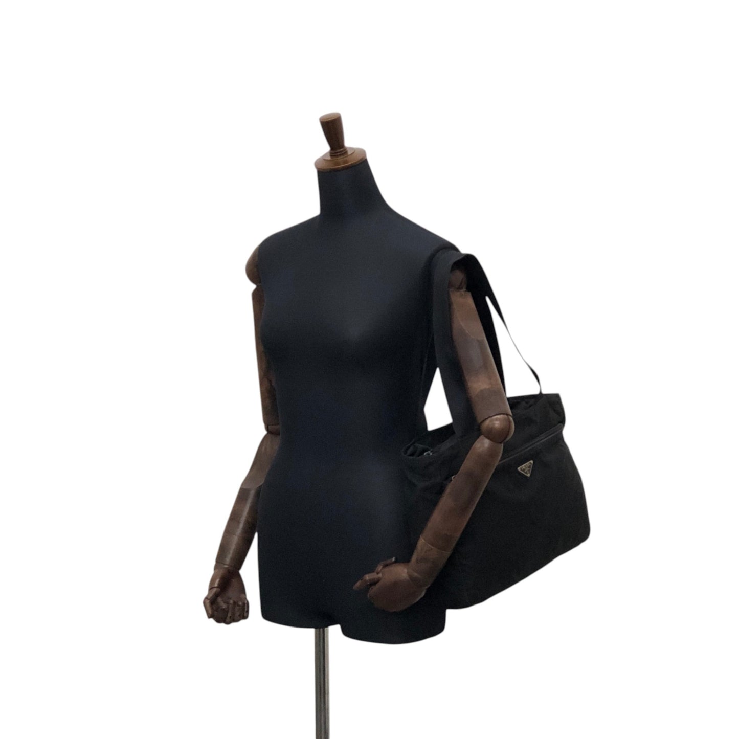 PRADA Tessuto Triangle Logo Totebag Black Vintage ztj777
