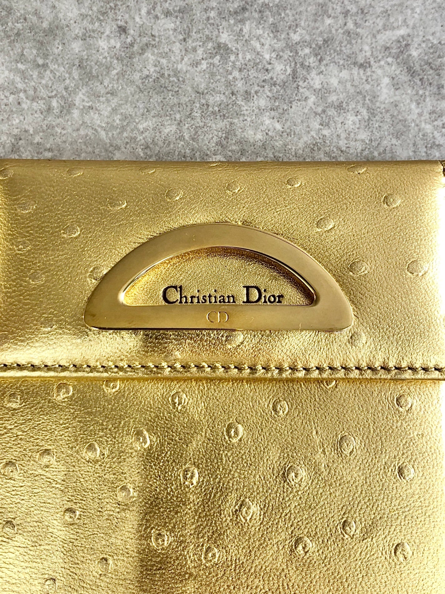 Christian Dior Logo Folded Wallet Gold Vintage fcvxty