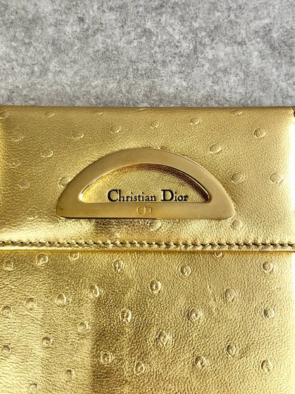 Christian Dior Logo Folded Wallet Gold Vintage fcvxty