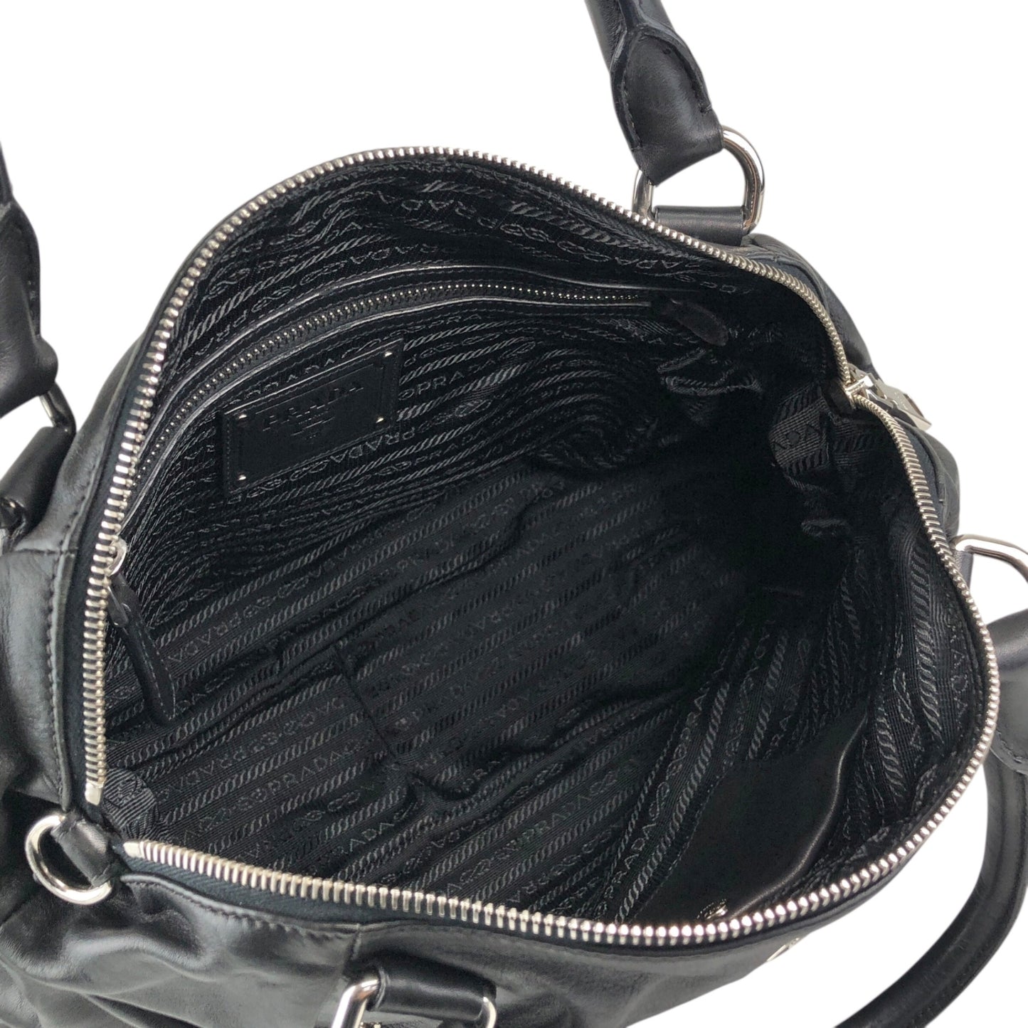 PRADA Logo Two-way Handbag Shoulder bag Black Vintage te623t
