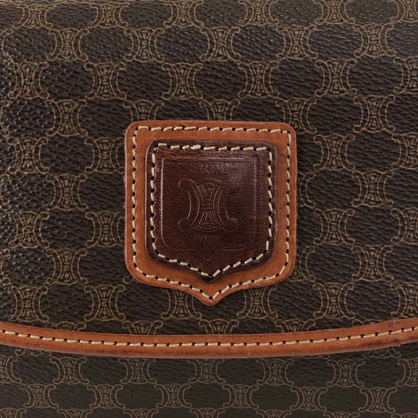 CELINE Macadam Blason Shoulder bag Brown Vintage ytvnjg