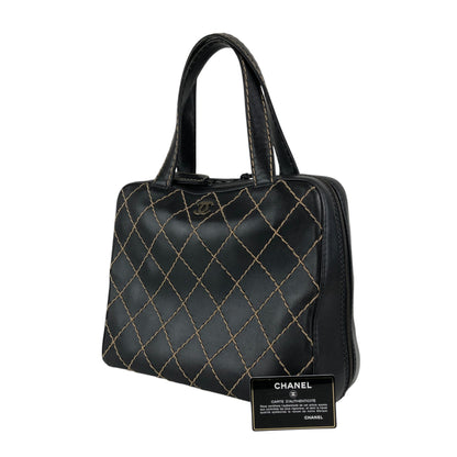 CHANEL Coco Mark Wild Stitch Totebag Black Vintage hvn8p8