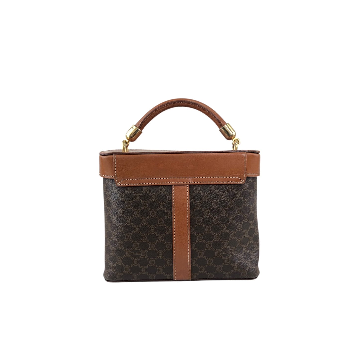 CELINE Macadam Blason Two-way Handbag Shoulder bag Brown Vintage crpdut