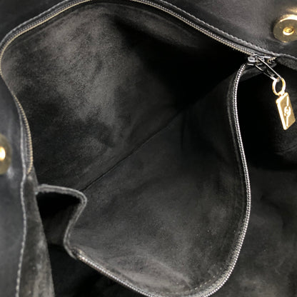 GUCCI Logo Embossed Shoulder bag Totebag Black Vintage cgykye