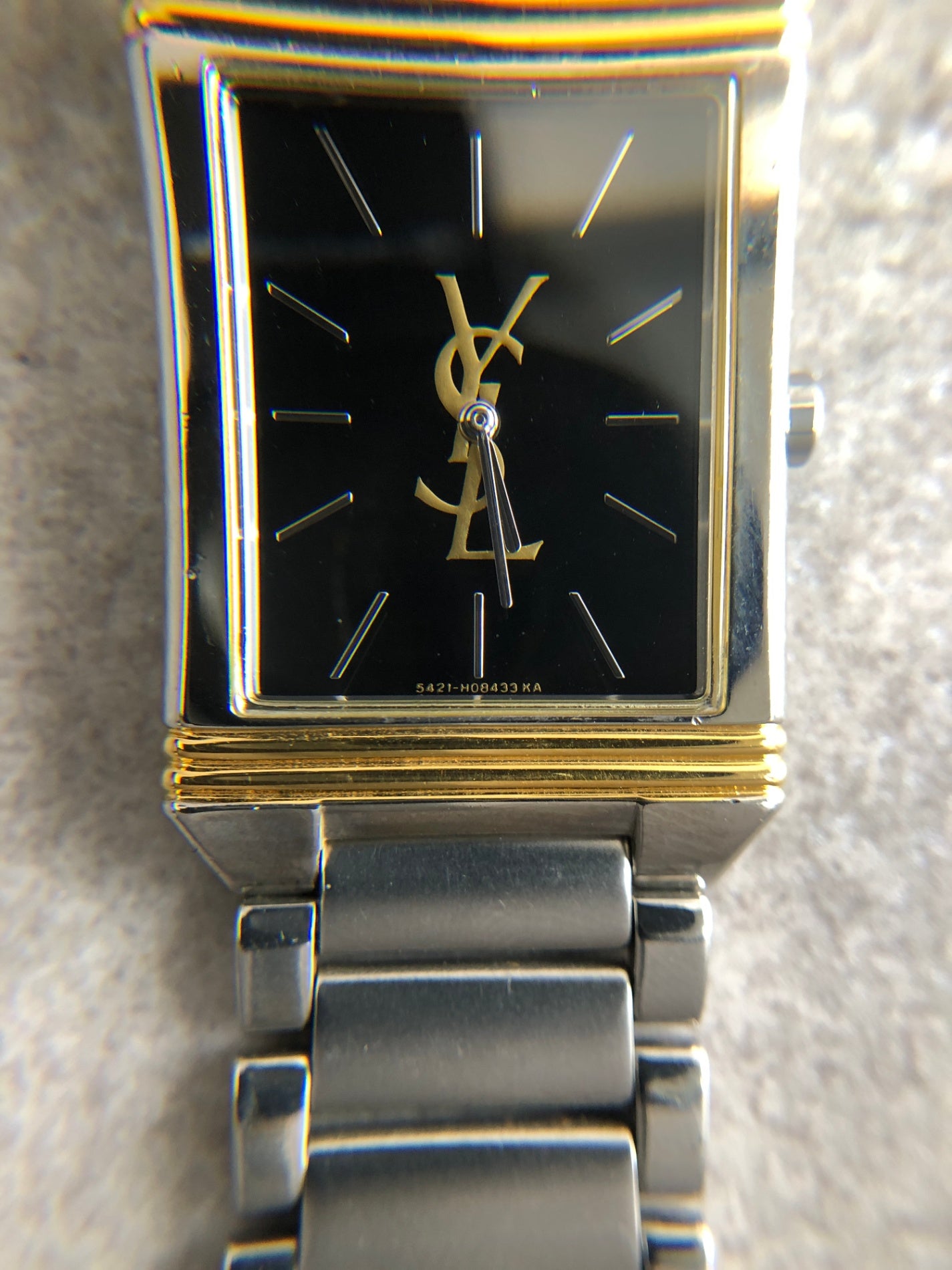 Yves Saint Laurent YSL Logo Quartz Watch Silver 5421-H04724Y