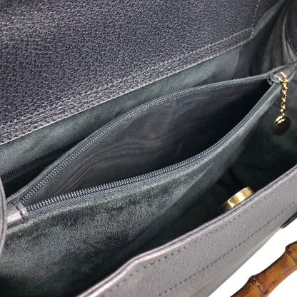 GUCCI Bamboo Handbag Black Vintage i4a8t7