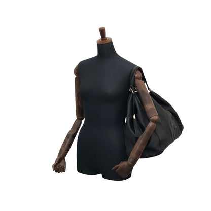 GUCCI Logo Embossed Tassel Shoulder bag Hobobag Black Vintage p2pw3n