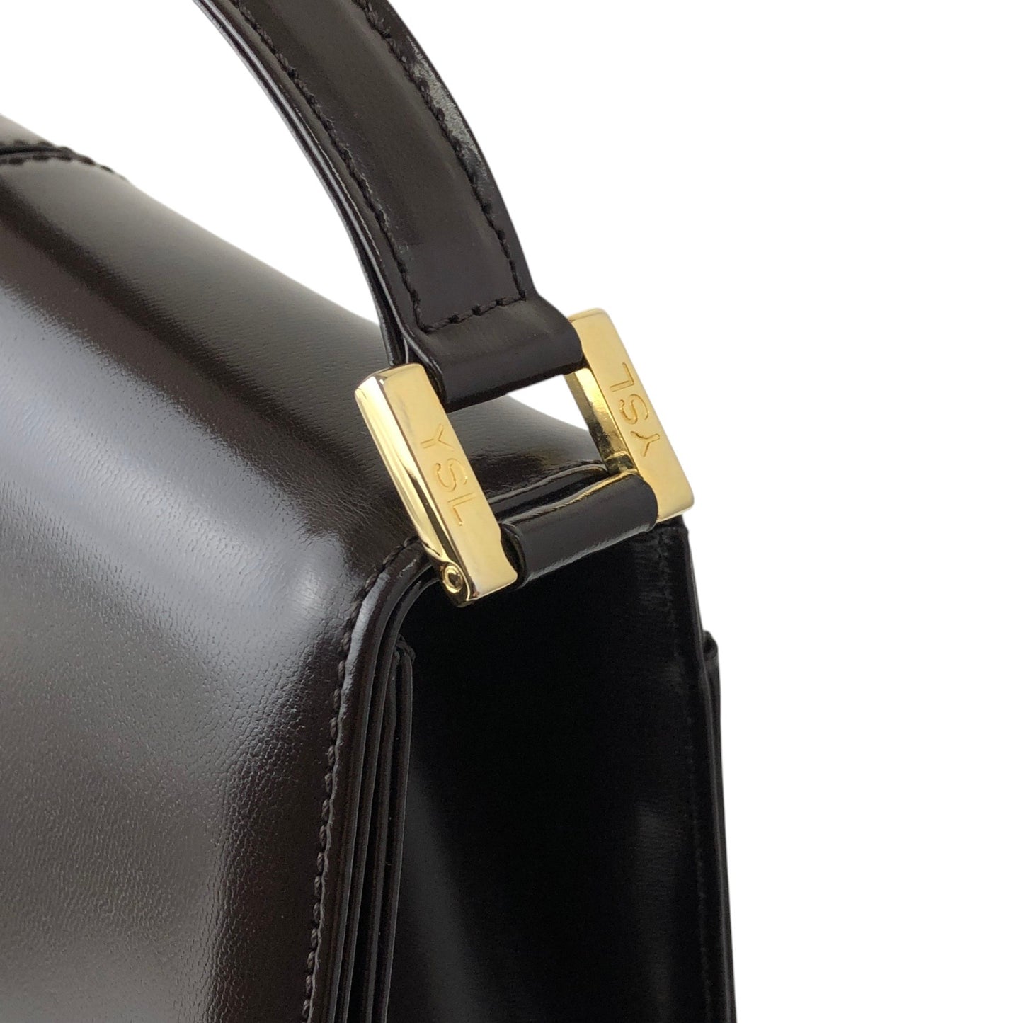 Yves Saint Laurent YSL Logo Shoulder bag Brown Vintage yeh3vd