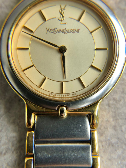 Yves Saint Laurent Quartz Watch Silver×Gold 2200-225481 Vintage dyfztf