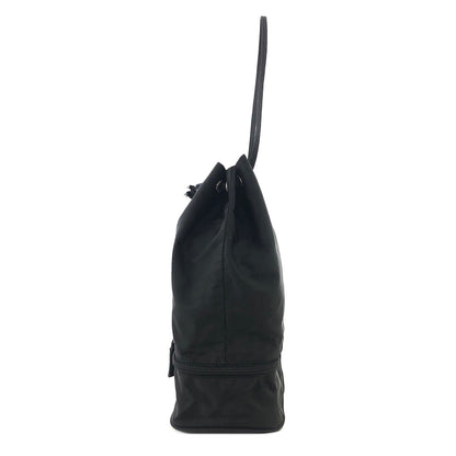 PRADA Triangle Logo Nylon Drawstring Handbag Black Vintage j8fkau