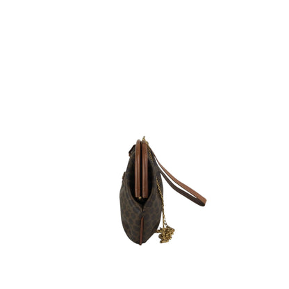 CELINE Macadam Metal Closure Chain Shoulder bag Brown Vintage tfpb4s