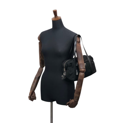PRADA Tessuto Triangle Logo Small Boston bag Handbag Black Vintage pde7em