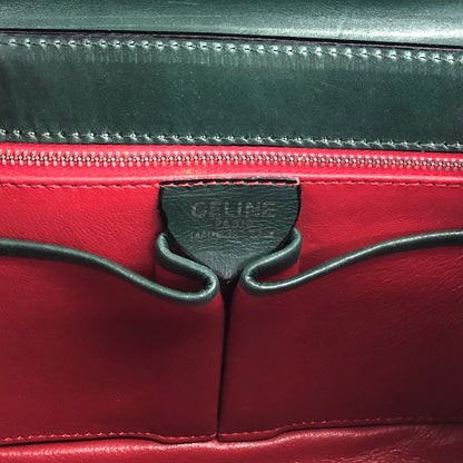 CELINE Gancini Handbag Dark Green Vintage sxajh2