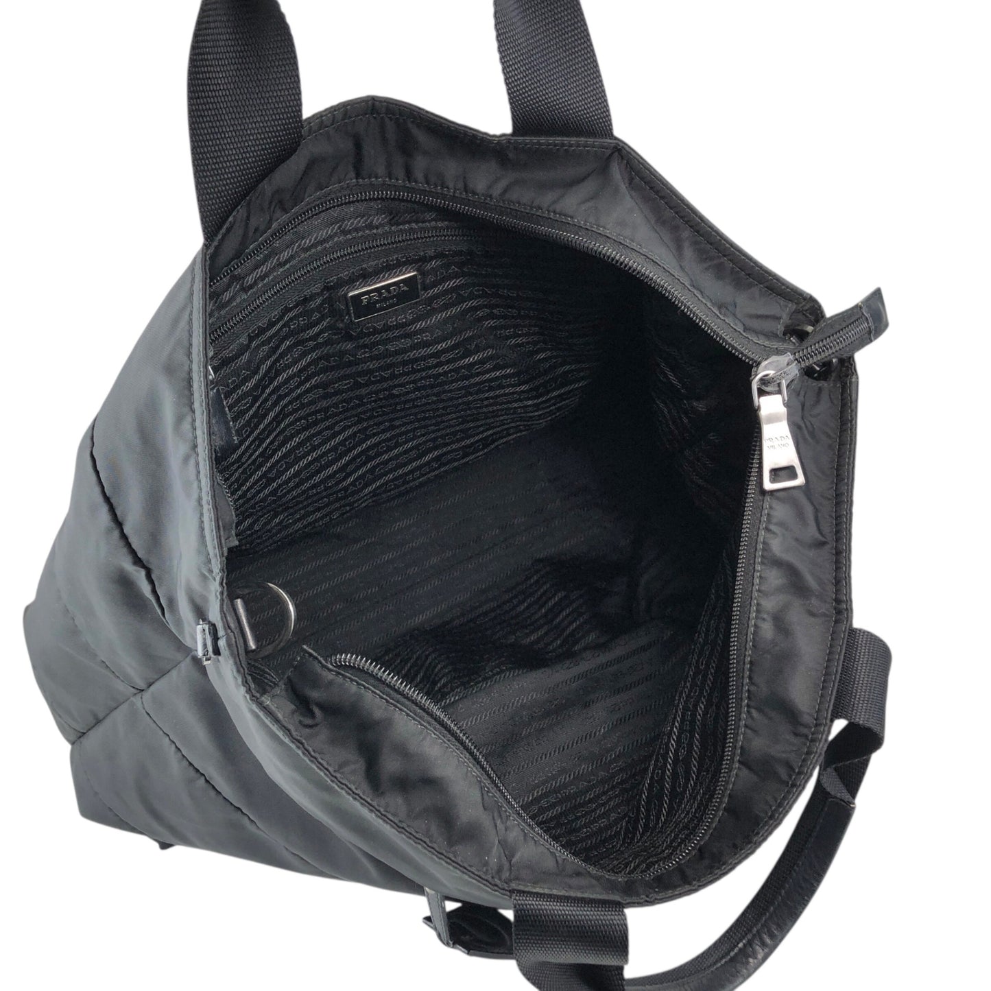 PRADA Tessuto Triangle Logo Two-way Handbag Shoulder bag Black Vintage 4s54ei