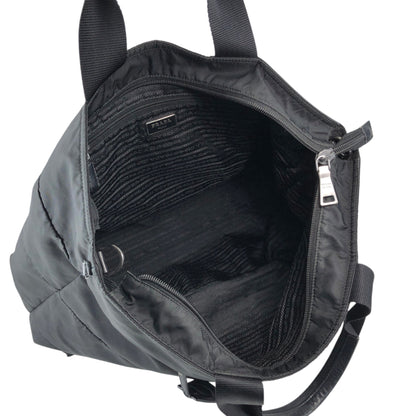 PRADA Tessuto Triangle Logo Two-way Handbag Shoulder bag Black Vintage 4s54ei