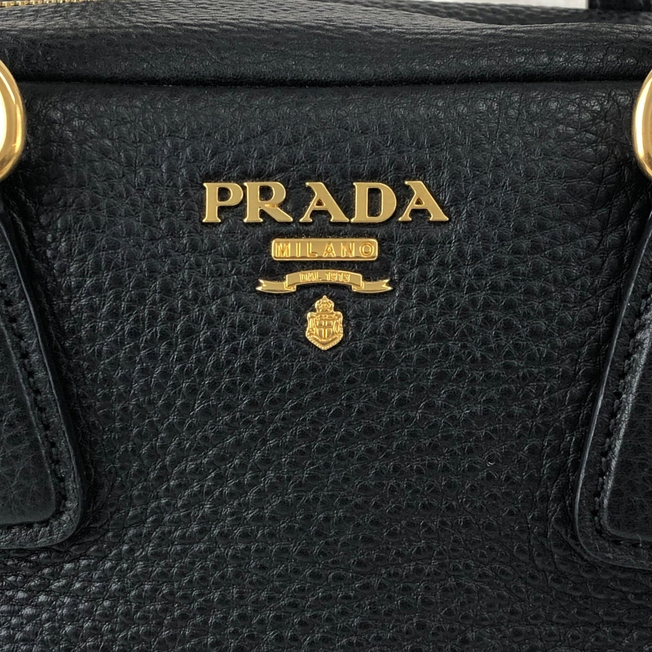 PRADA Logo Two-way Handbag Shoulder bag Black Vintage ws8uyb