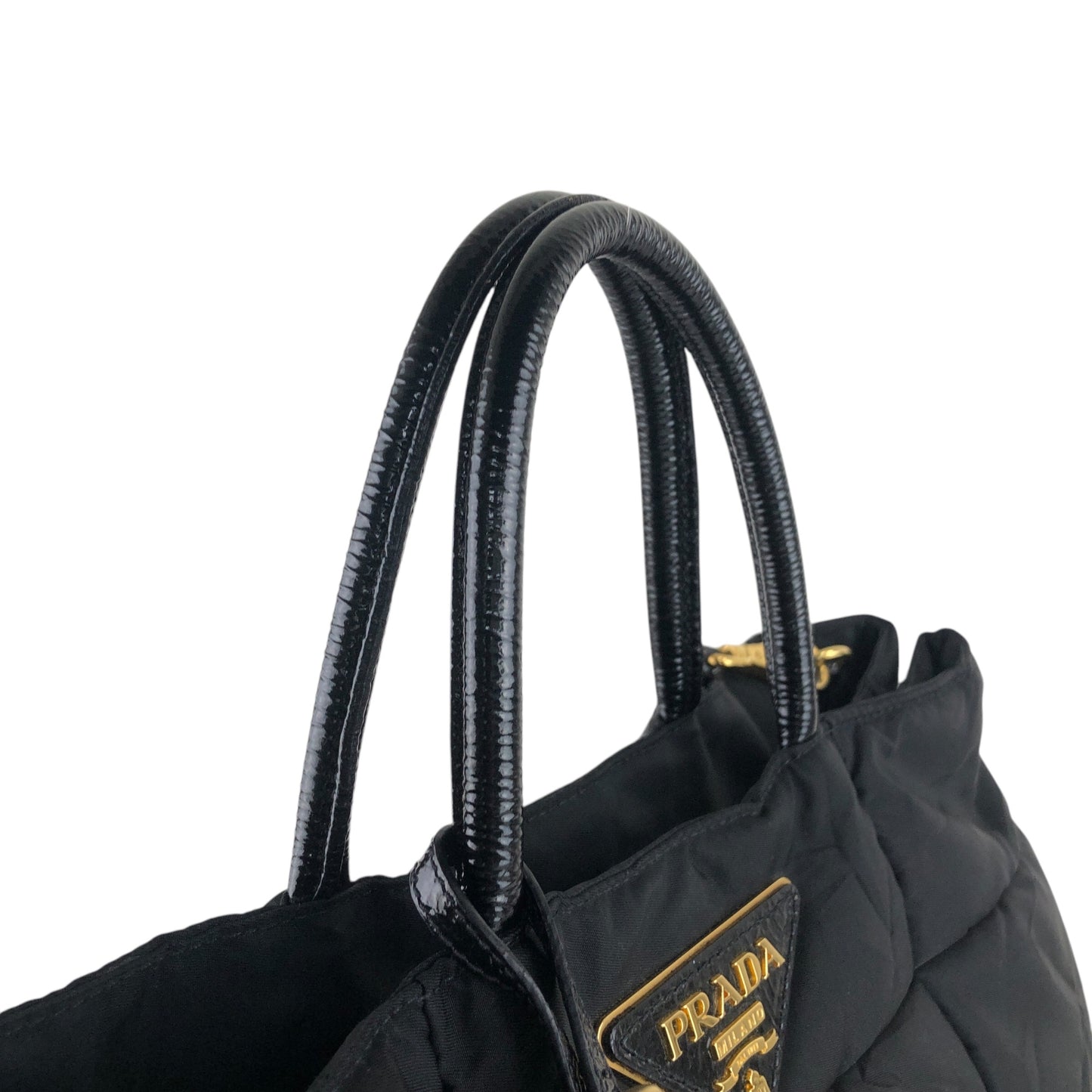 PRADA Triangle Logo Two-way Handbag Shoulder bag Black Vintage gj4fbh