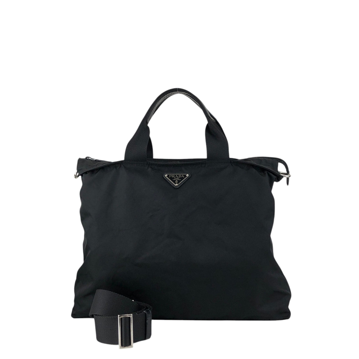 PRADA Tessuto Triangle Logo Two-way Totebag Shoulder bag Black Vintage zdgz8g