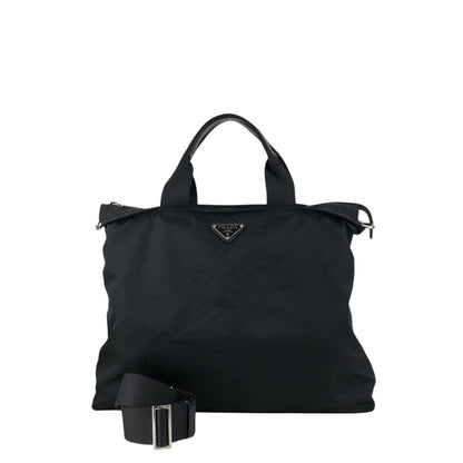 PRADA Tessuto Triangle Logo Two-way Totebag Shoulder bag Black Vintage zdgz8g