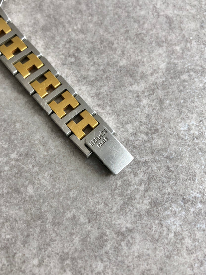 HERMES Quartz Watch Silver×Gold Vintage 7ahpvs