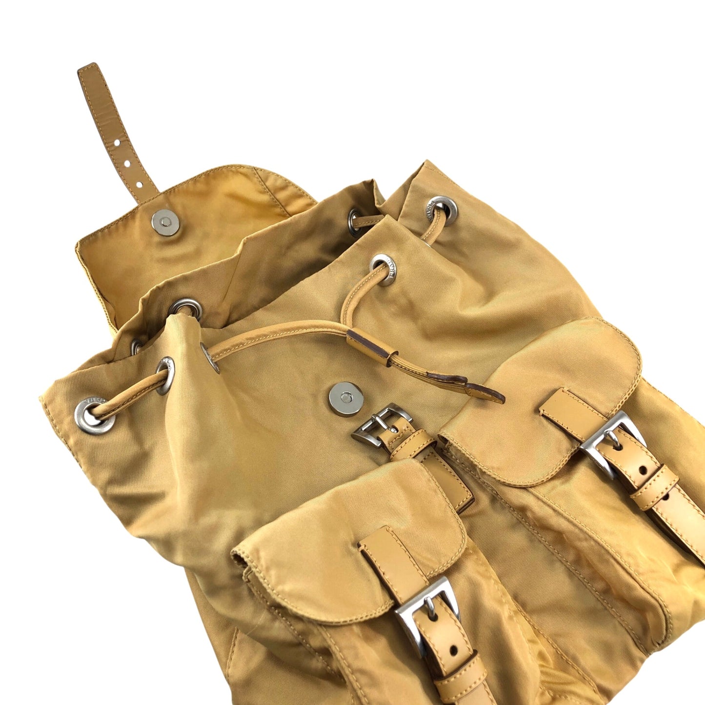 PRADA Tessuto Triangle Logo Backpack Yellow Vintage zmixxc