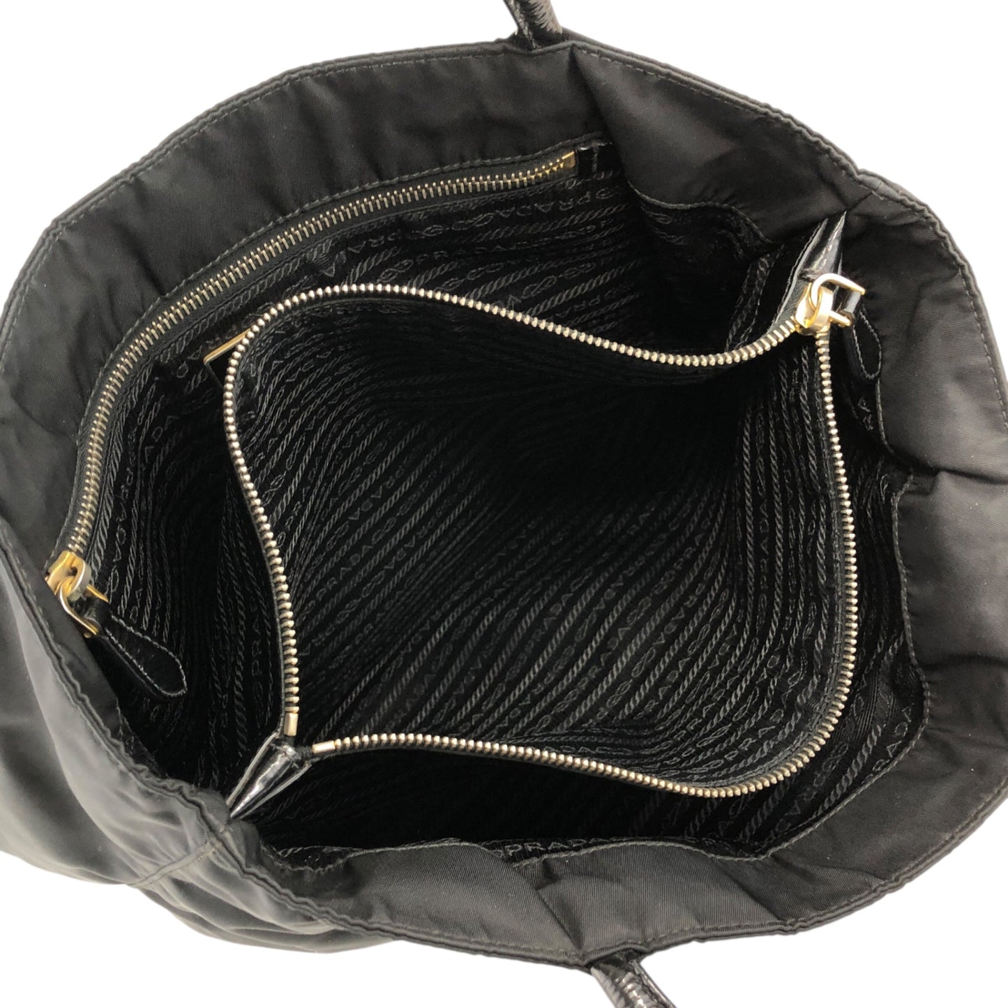 PRADA Tessuto Triangle Logo Handbag Black Vintage yiktvs