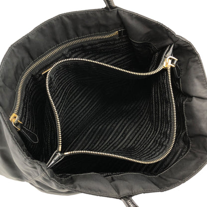 PRADA Tessuto Triangle Logo Handbag Black Vintage yiktvs