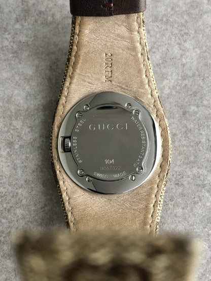 GUCCI GG Canvas Logo Quartz Watch Brown Vintage nehfxw