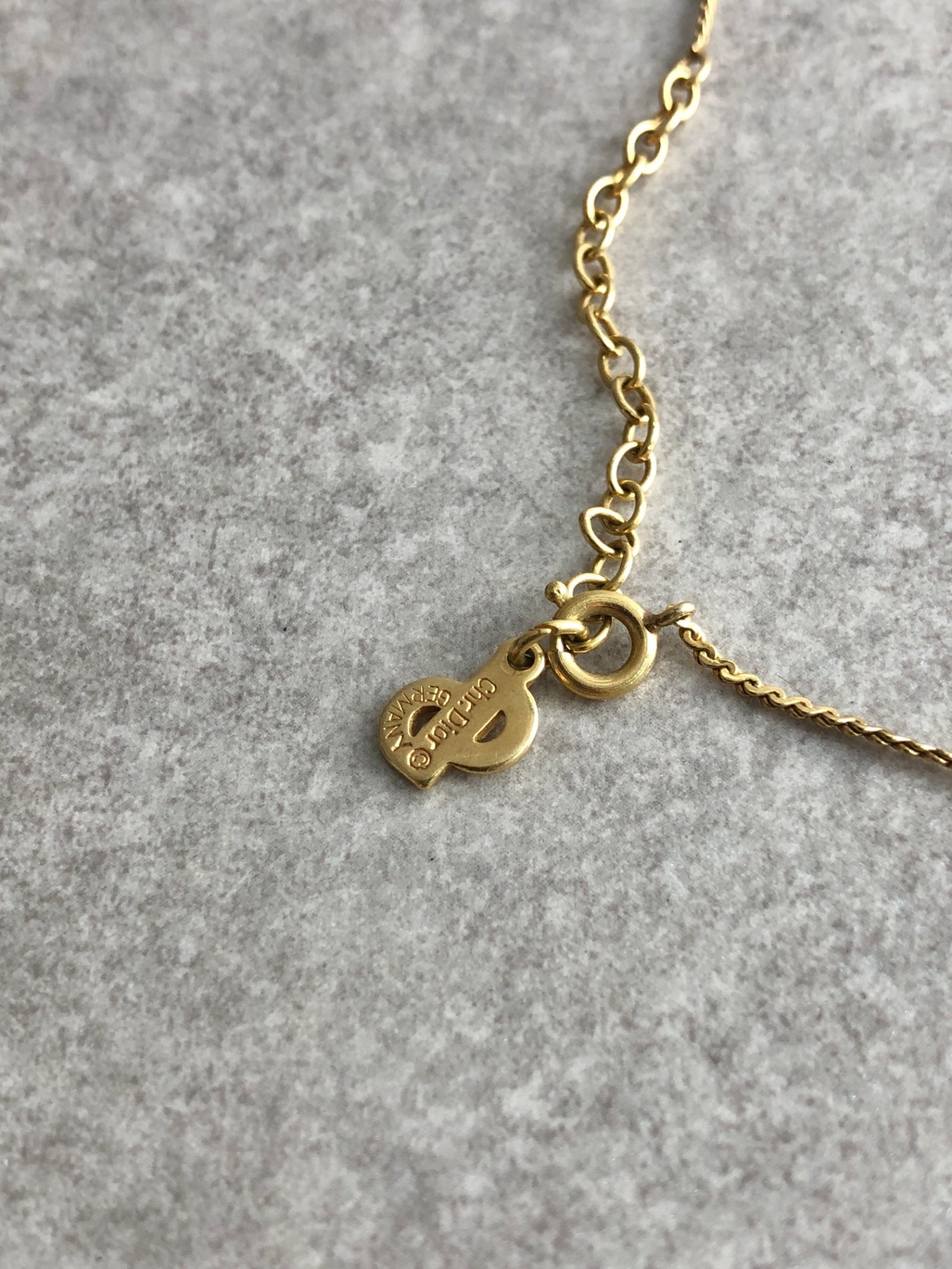 Christian Dior CD Logo Necklace Gold Vintage ev33c7