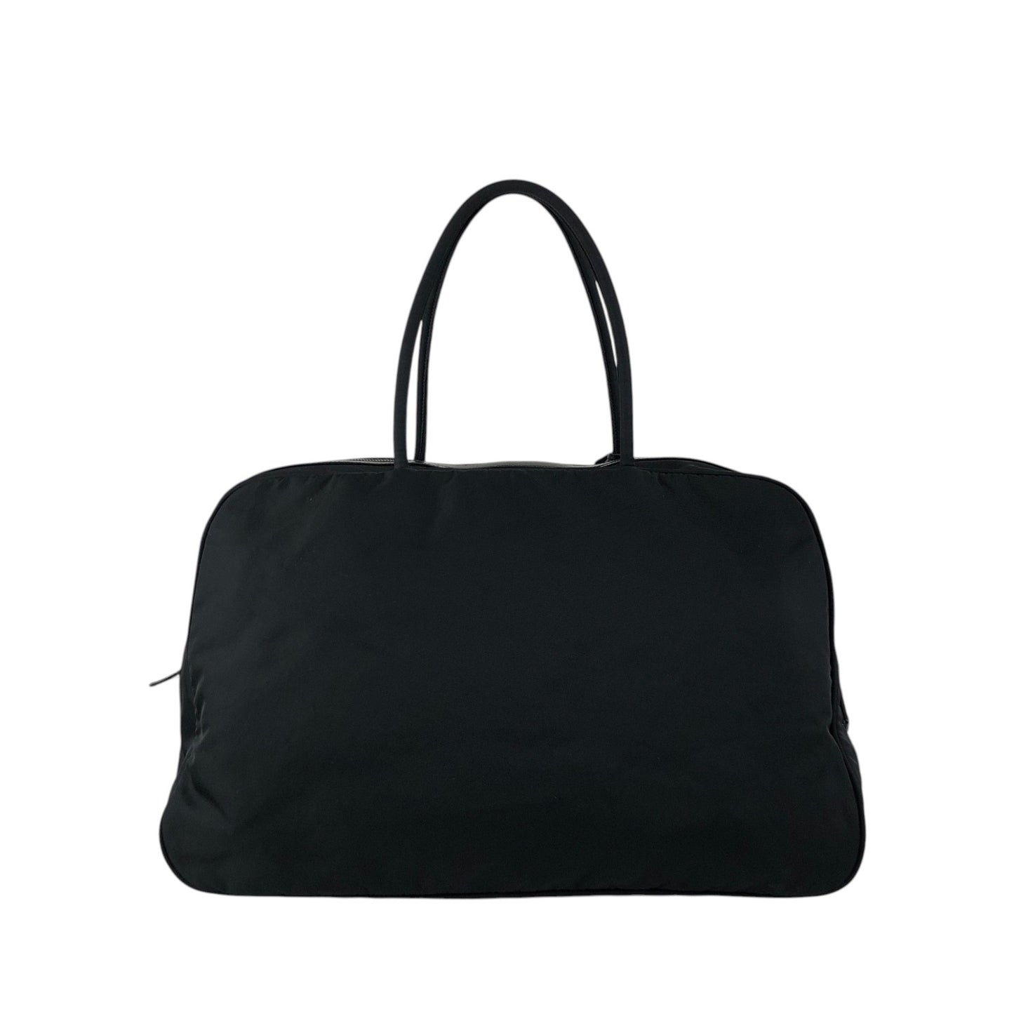 PRADA Tessuto Triangle Logo Double Pocket Handbag Boston bag Black Vintage 84gcbc