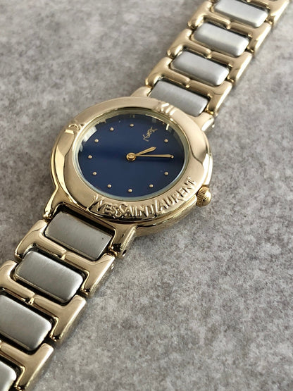 Yves Saint Laurent YSL Logo Watch Gold 2200-229789Y Vintage xyyehf