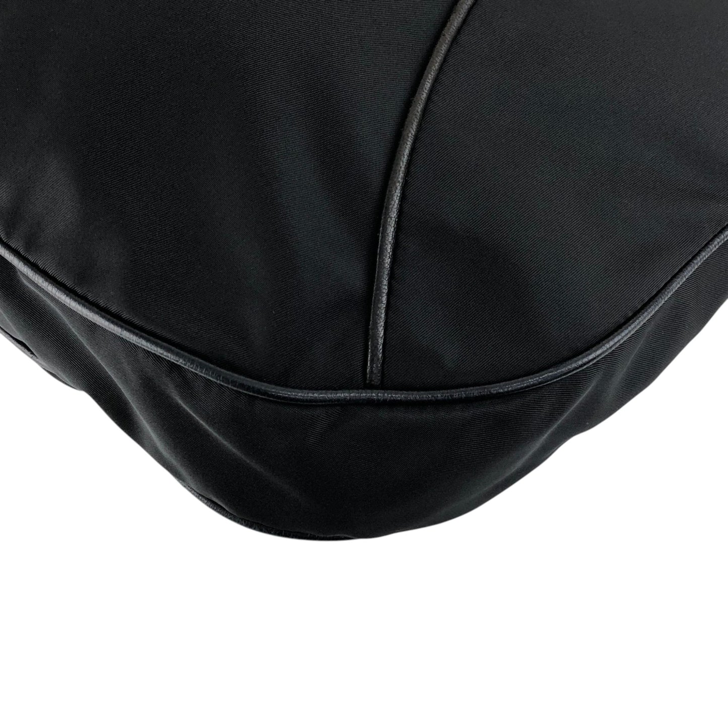 PRADA Tessuto Triangle Logo Shoulder bag Hobobag Black Vintage hub83u