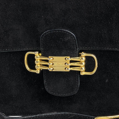 CELINE Horse Bit Shoulder bag Black Vintage yffeiu