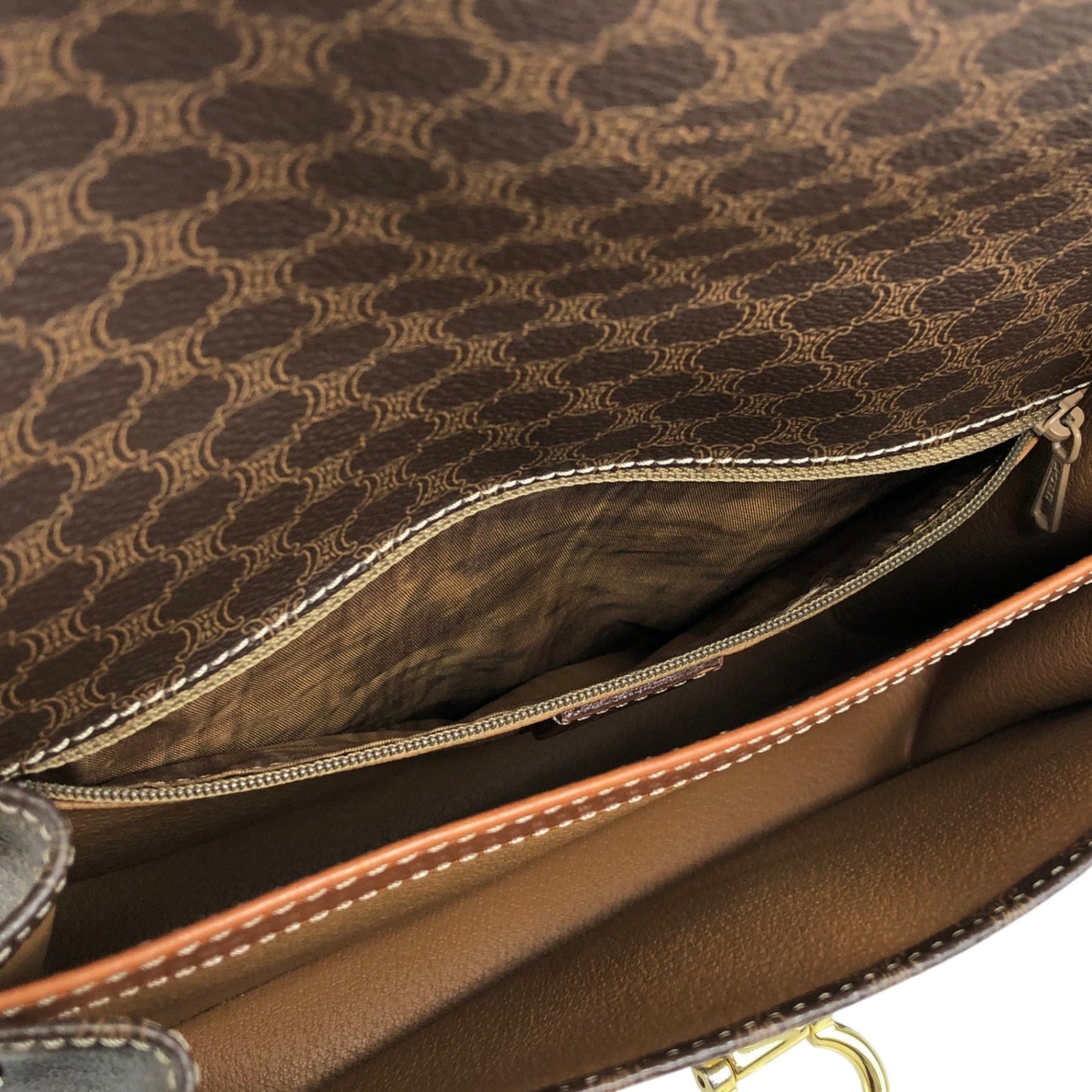 CELINE Macadam Gancini Shoulder bag Brown Vintage dkdrvy
