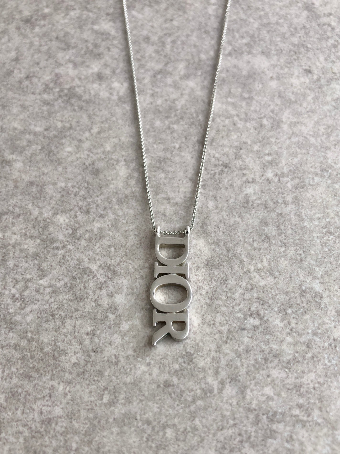 Christian Dior Logo Motif Necklace Silver Vintage niwwkc