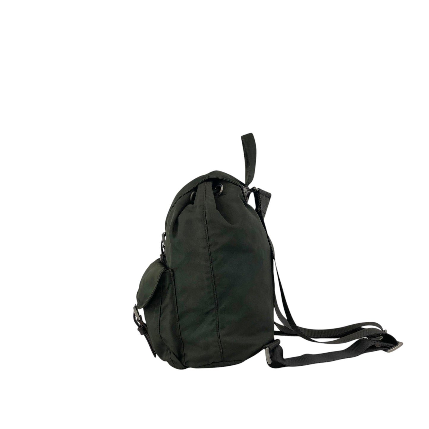 PRADA Tessuto Triangle Logo Double Pocket  Backpack Khaki B2811F Vintage zyewrg