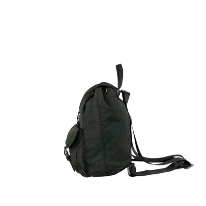 PRADA Tessuto Triangle Logo Double Pocket  Backpack Khaki B2811F Vintage zyewrg
