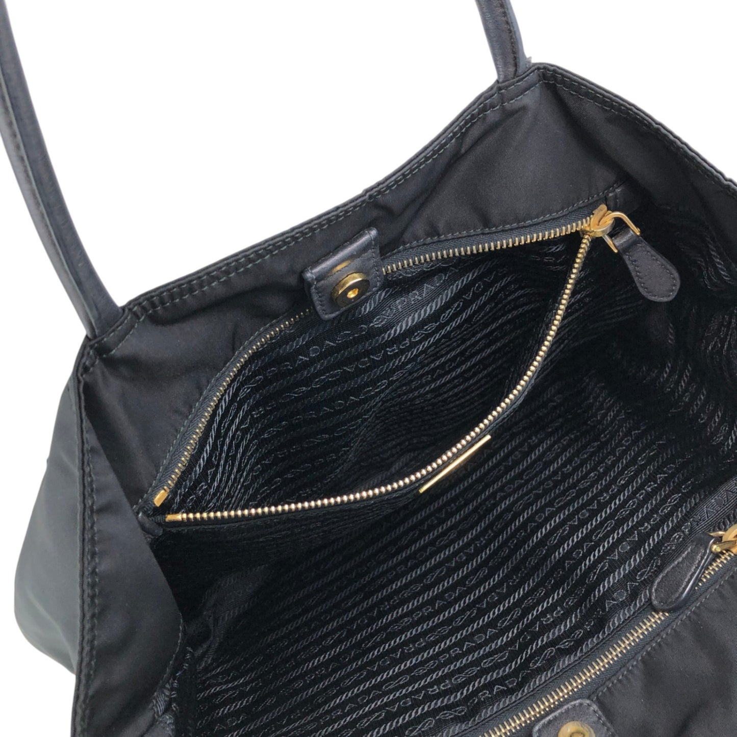 PRADA Tessuto Triangle Logo Front Pocket  Totebag Black Vintage 6rrumw