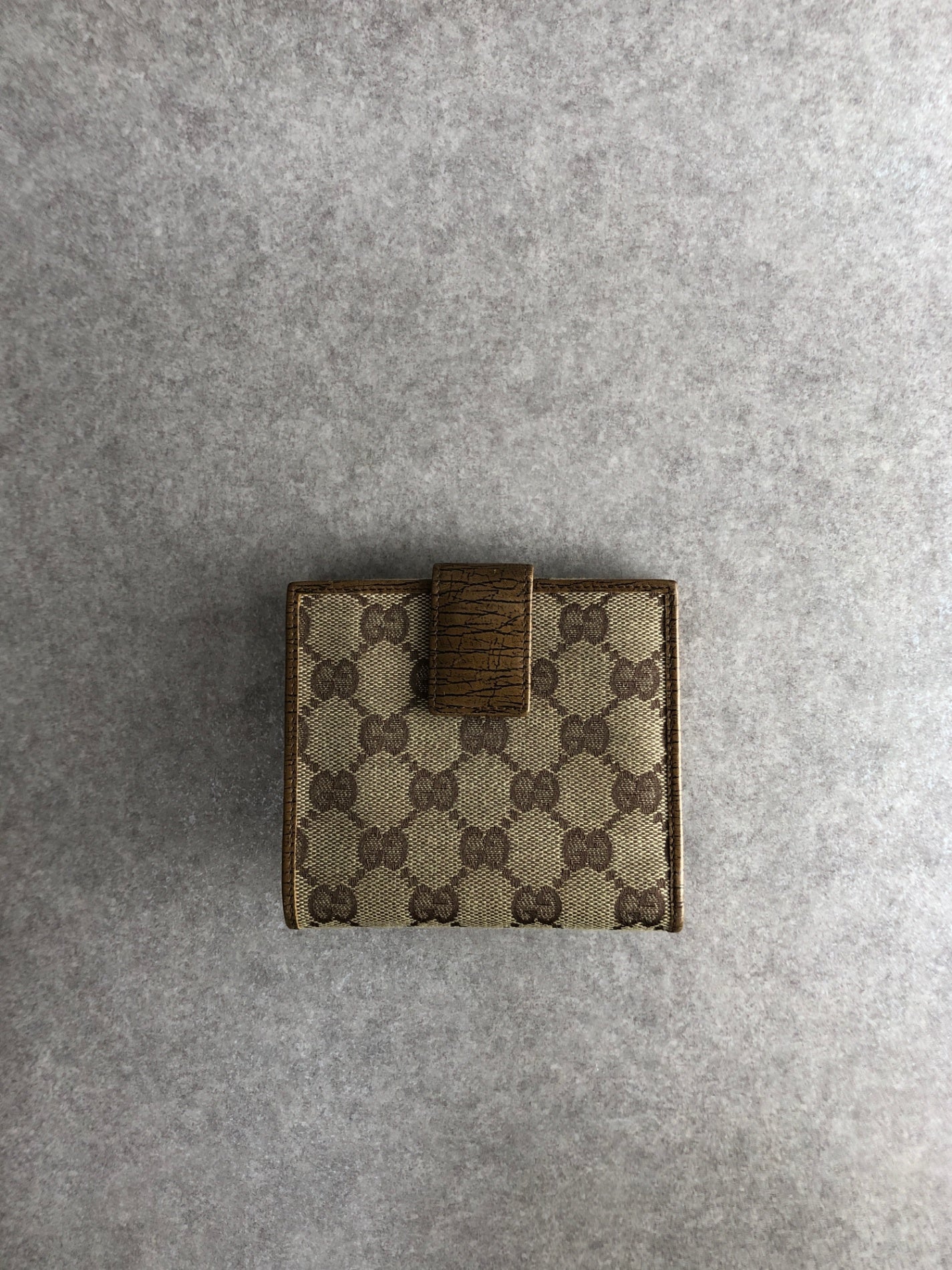GUCCI Bamboo GG Canvas Folded Wallet Brown Vintage nex8st